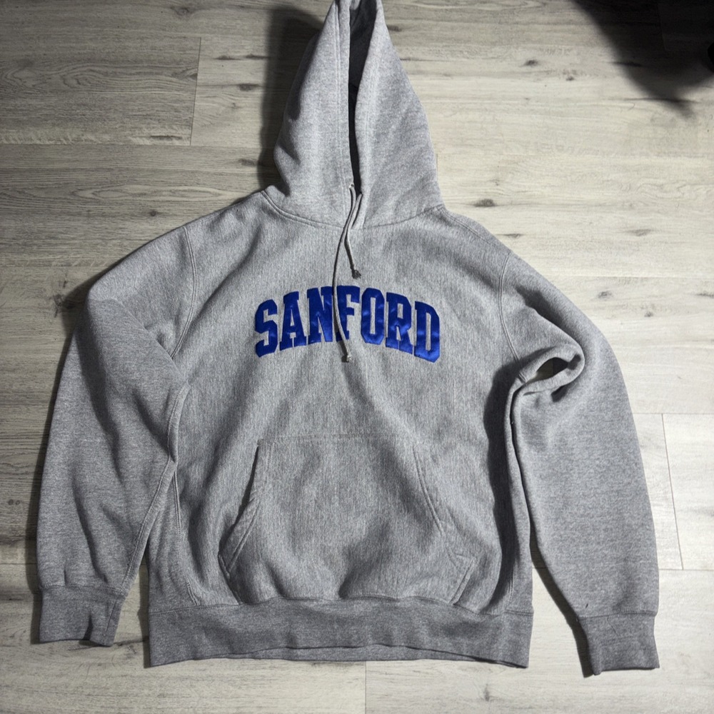 Vintage‎ Sanford Hoodie Gray Pullover Sweatshirt XL 90s Made in USA